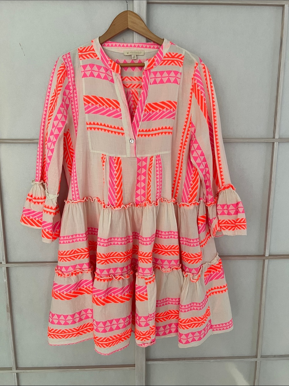 Lemonwood Fresh FreeSpirit Playful Women’s Geometric Embroidered Tunic Dress